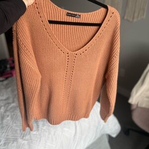 Black Tape_ V-Neck Knit Sweater - Peach